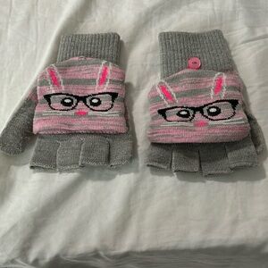Bunny mittens that turn into fingerless gloves